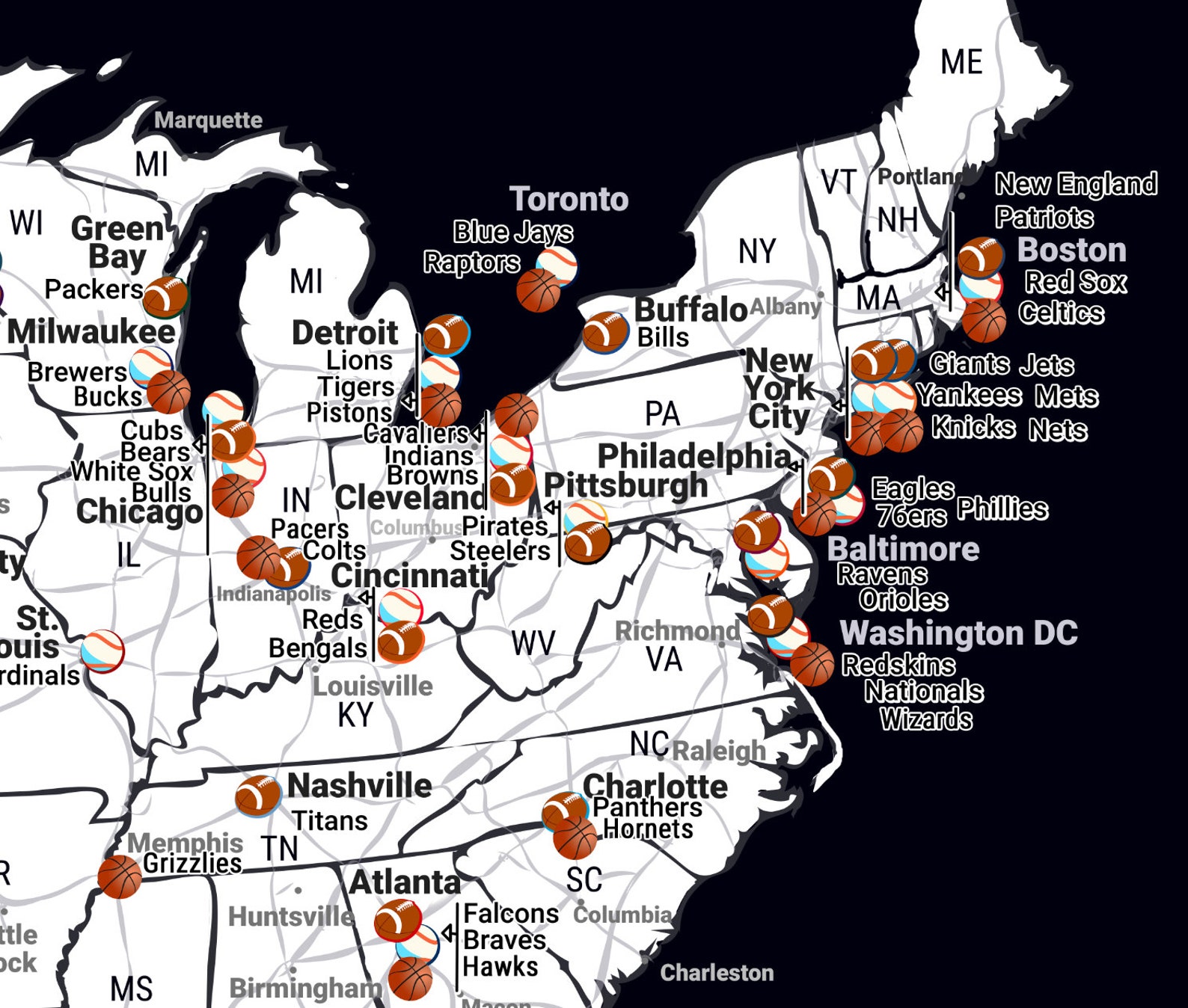 Stadium Quest Map Baseball Football Basketball Stadiums - Etsy