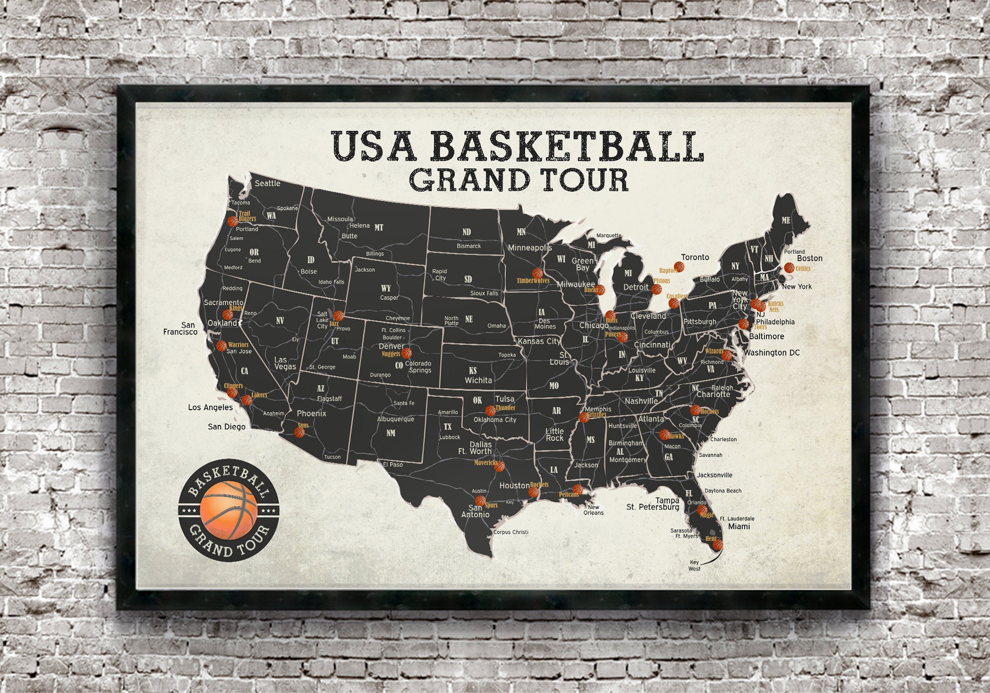Basketball Stadium Map: Poster | Vintage | Basketball Decor, Sports ...