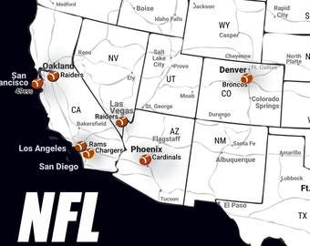 Nfl Stadiums Nfl Teams Map By Division Nfl Fan Base Map NFL
