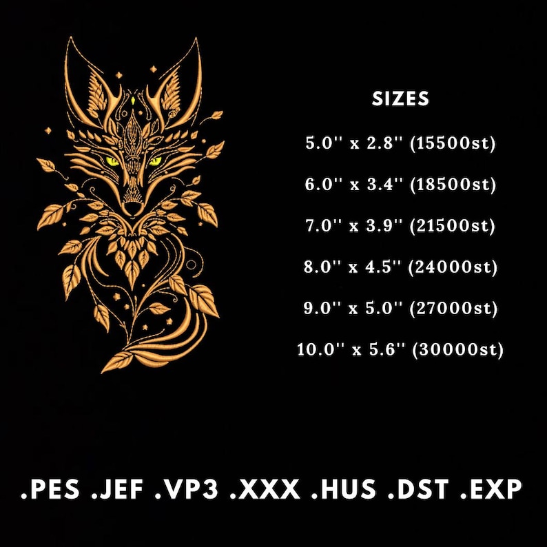 Set of 4 Designs – Night Fox Embroidery Bundle, Mystic Forest Machine ...
