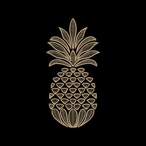 Diseño de bordado a máquina de piña tropical - Patrón de bordado de piña - Archivos de bordado de frutas de verano - 6 tamaños - Descarga instantánea