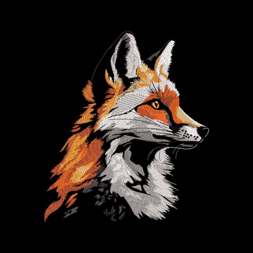Realistic Fox Machine Embroidery Design – Detailed Woodland Fox Pattern ...