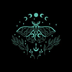 Mystical Luna Moth Embroidery Design – Celestial Insect Pattern (6 Sizes, Instant Download)