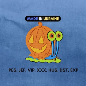 Cute Sponge Character Halloween Embroidery Design, Spooky Snail Companion, 4 Sizes, Instant Download