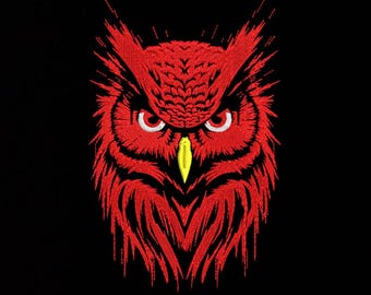 Red Owl Machine Embroidery Design – Boho Bird Pattern – Forest Animal Decor – 6 Sizes – Instant Download