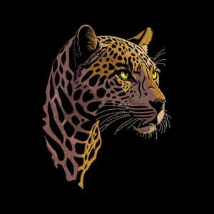 Realistisk leopardmaskinbroderidesign – Detaljerat mönster för stor katt (7 storlekar, omedelbar nedladdning)