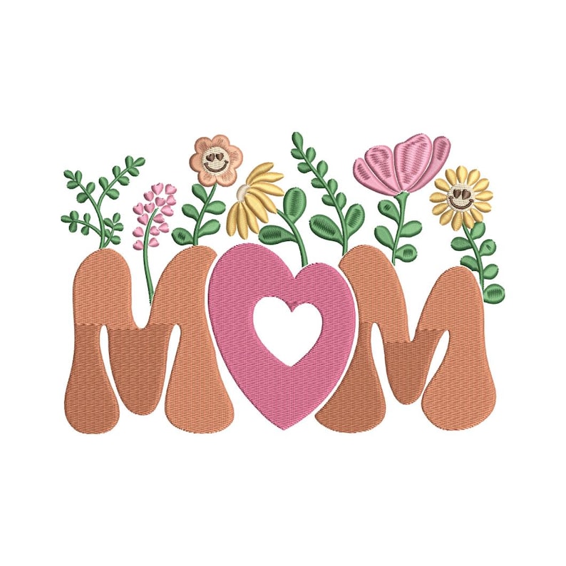 Mom Embroidered Frame Mom With Flowers Machine Embroidery Design - Floral Mom Embroidery ...