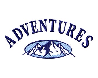 Adventures Mountain Embroidery Design, Outdoor Adventure Stitch Pattern, Nature Themed Embroidery, Instant Download, 4 Size
