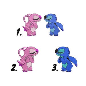 Stitch and Angel Couple Ricamo Design, Modello Carino Alieno Amore, 3 Disegni, Download Immediato