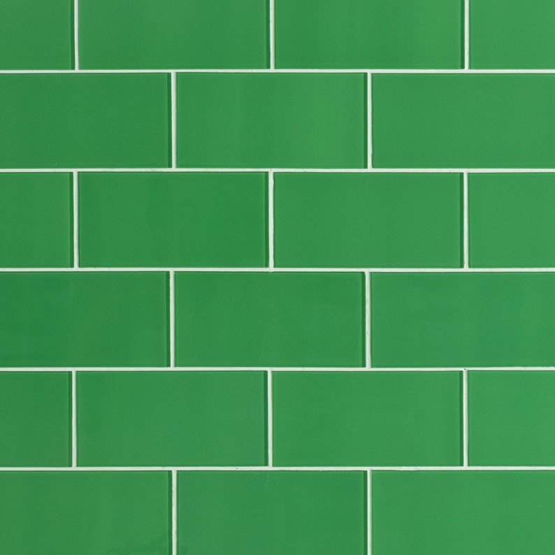 Peel & Stick Emerald Green Glass Subway Tile 3 X 6 Home Decor and Art Supply Carton of 64 Pieces