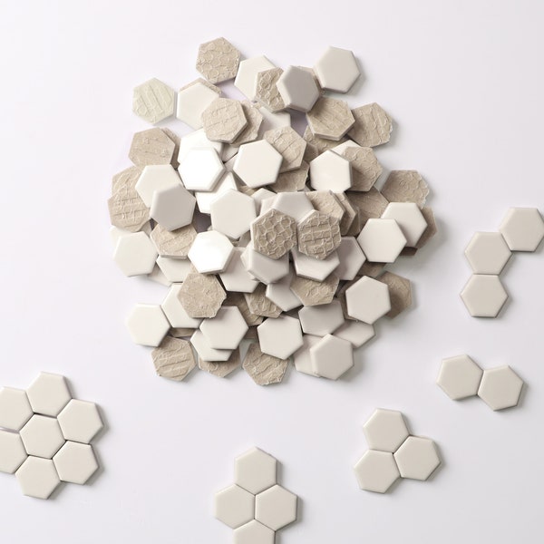 Glossy White Porcelain Tiles - 0.8 inch Hexagon Mosaic Tiles - 36 Tiles Per Pack - BULK DISCOUNT!!!