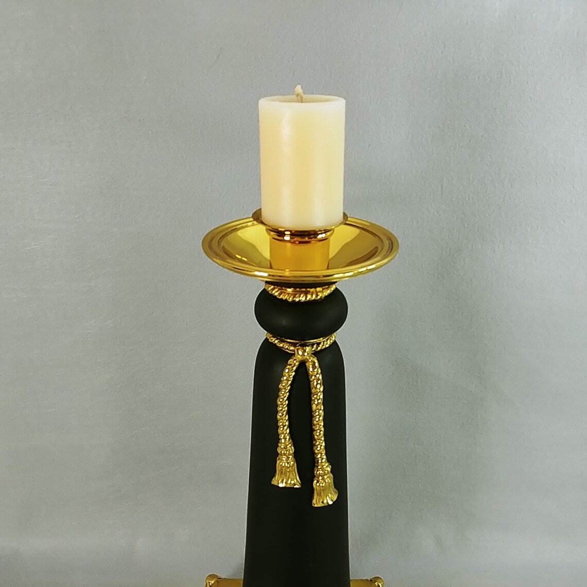 Candleholder Metal Finial Style Tassel Pillar Candle Brass 16 Etsy