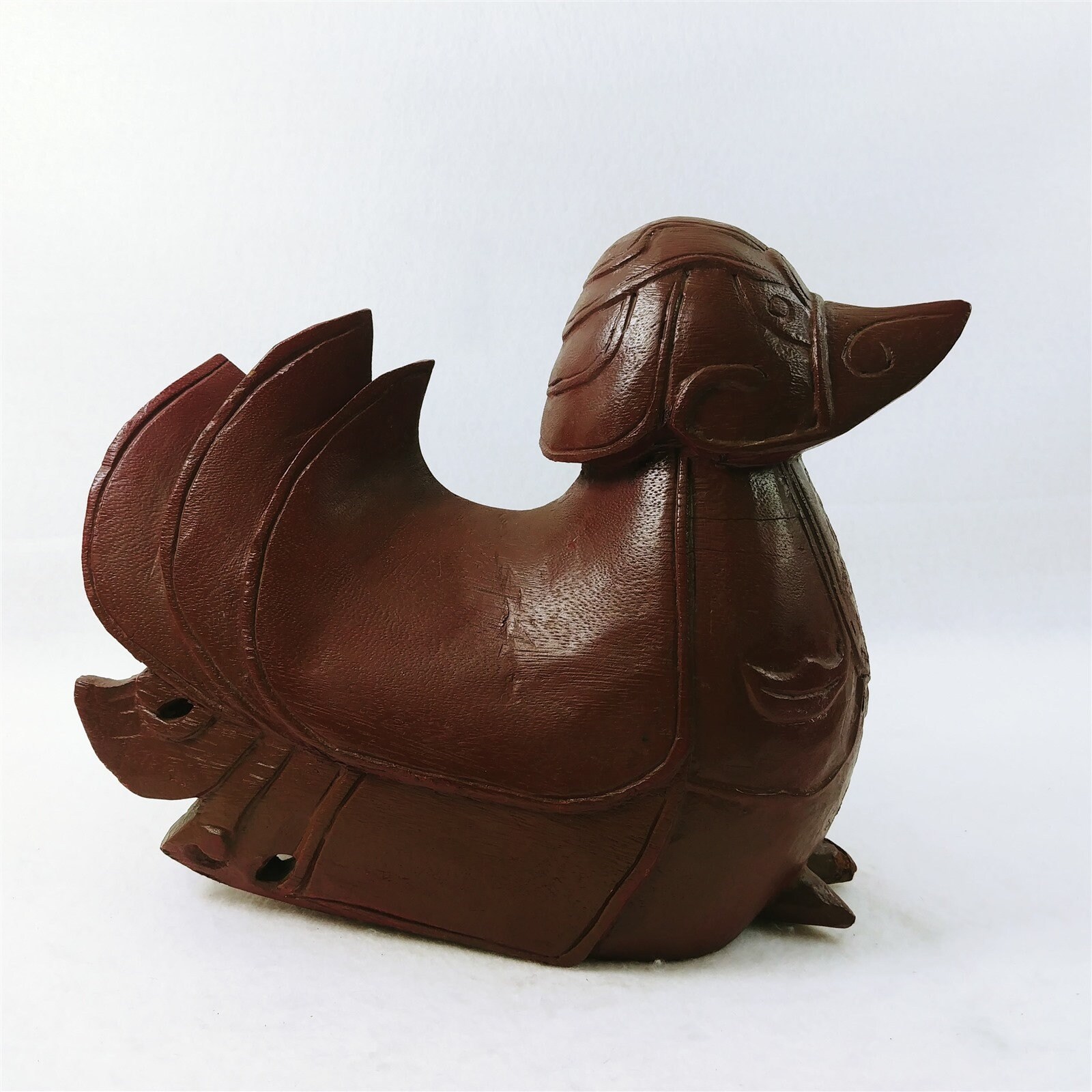 Asian Duck in Armor Design Hand Carved Wood 12 Long Etsy