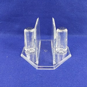 Napkin Salt Pepper Holder Caddy Clear Acrylic 3 Piece Set Vintage Decor