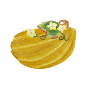 Condiment Serving Dish Fitz and Floyd Classics Autumn Gourd With Flowers Vintage 9&quot;