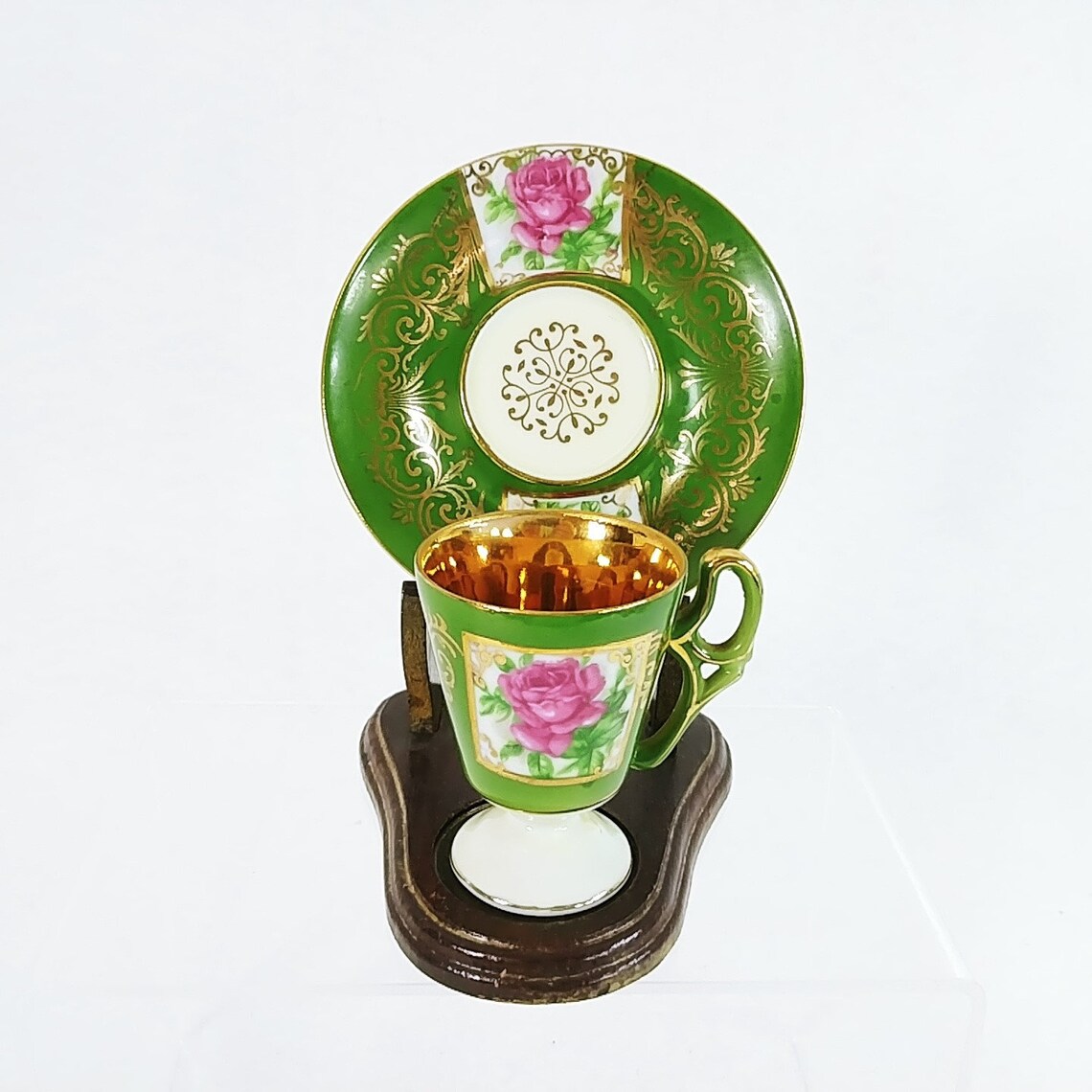 Tea Cup Saucer Demitasse Wood Display Stand LM Royal Halsey Etsy