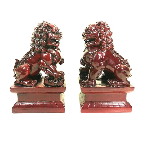Red Foo Dogs Statue Etsy