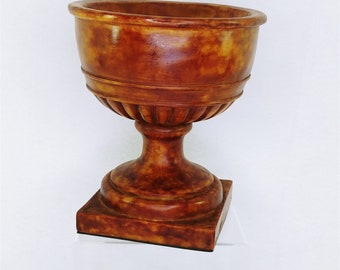Planter Footed Stone-Look Resin Brown Tones Garden Decor Floral Decor 9"