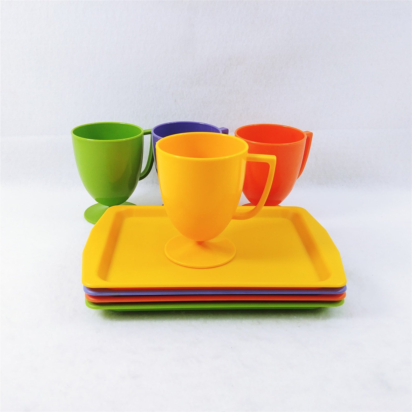 Snack Plate and Cup Set 8 Pieces Plastic Whirley Industries Etsy UK