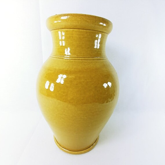 Ethan Allen Vase Urn Handmade Artisan Stamped Sunflower Yellow Etsy
