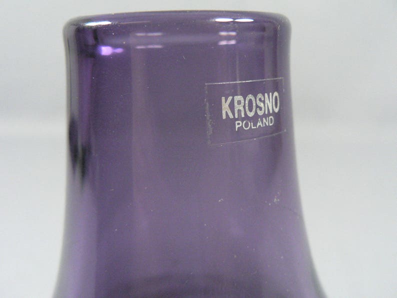 Purple Art Glass Crystal Vase made in Krosno Poland Original Etsy
