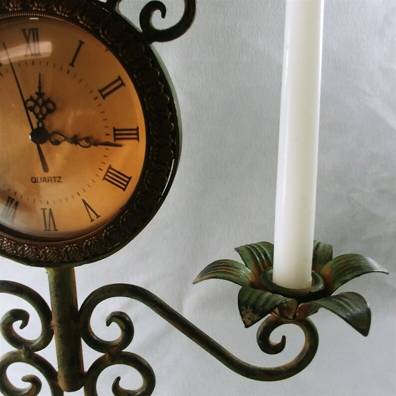 Clock With Taper Candle Holders for Desk or Mantle Scrolled Etsy