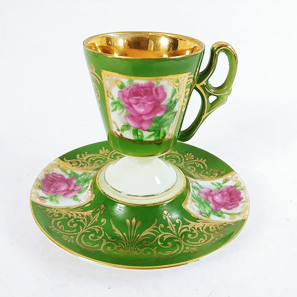 Tea Cup Saucer Demitasse Wood Display Stand LM Royal Halsey Etsy