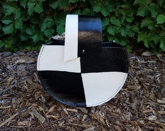 Black & White Leather Hand Bag
