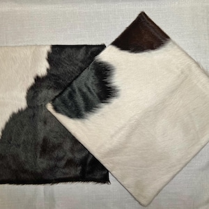Set of 2 Real Cowhide & Black Leather Pillow Covers 15x15- Luxury Home Decor, Throw Pillow, Western Decor, Christmas Gift, Housewarming Gift