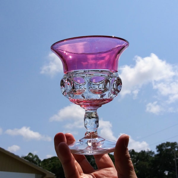 Tiffin-Franciscan Kings Crown thumbprint Cranberry flashed stemware.  Set of four elegant ice cream cups, compotes.