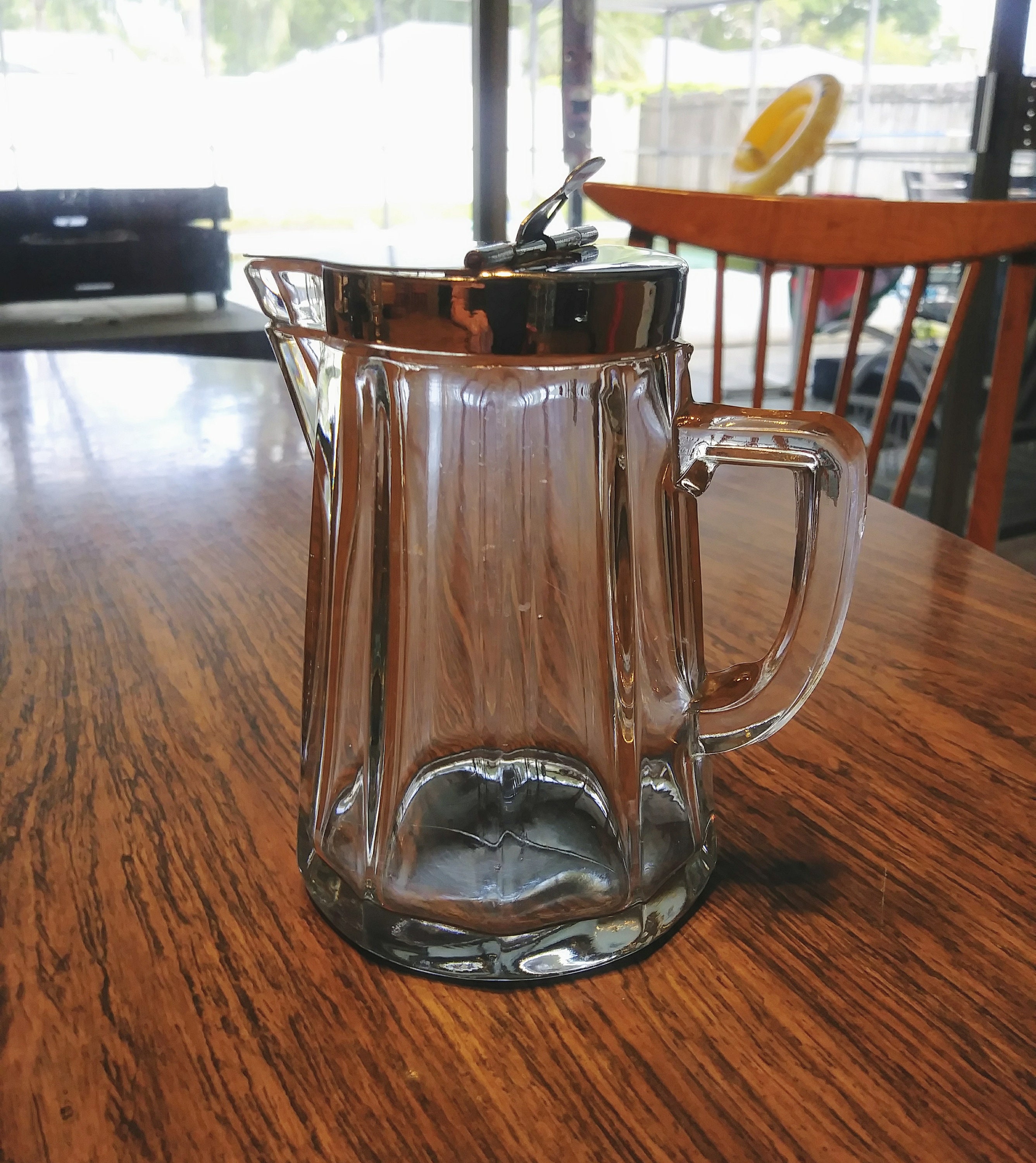 Retro diner cream pitcher with silver metal lid. Vintage Etsy