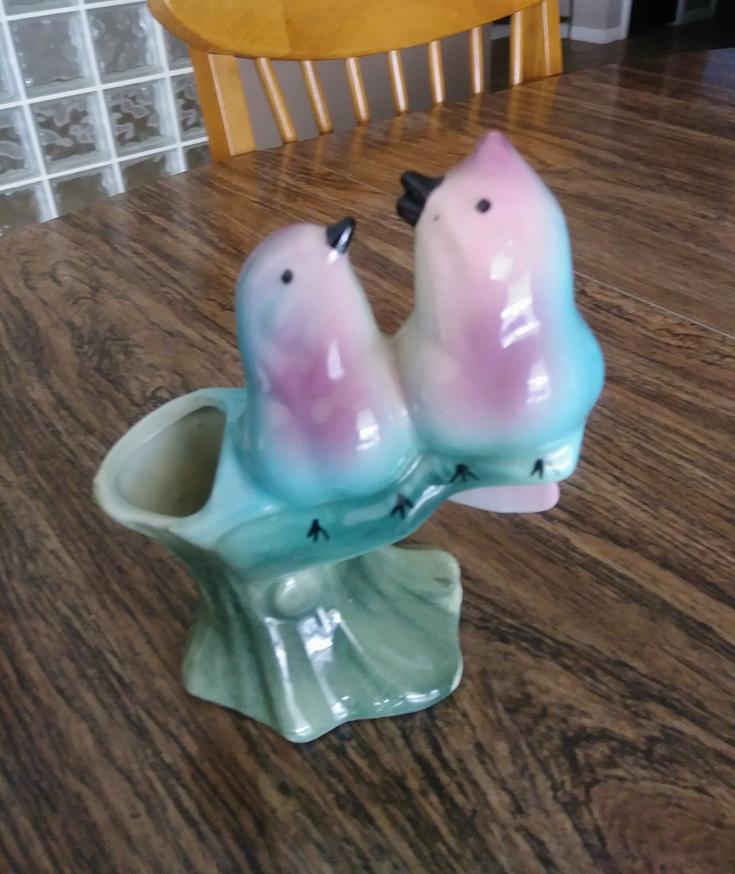Vintage ceramic bird vase. Two love birds on a branch small Etsy
