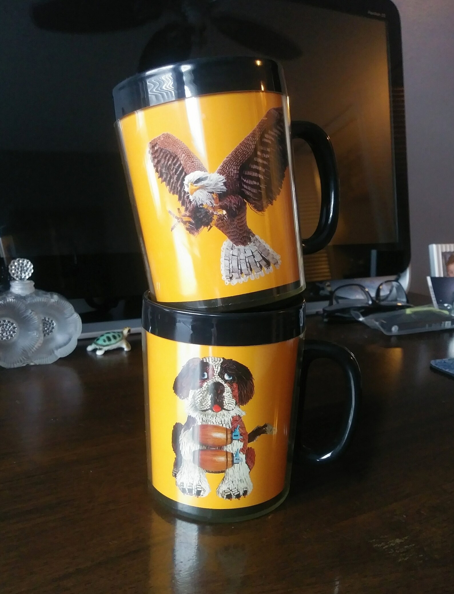 Two Thermoserv coffee mugs. Vintage double walled plastic Etsy