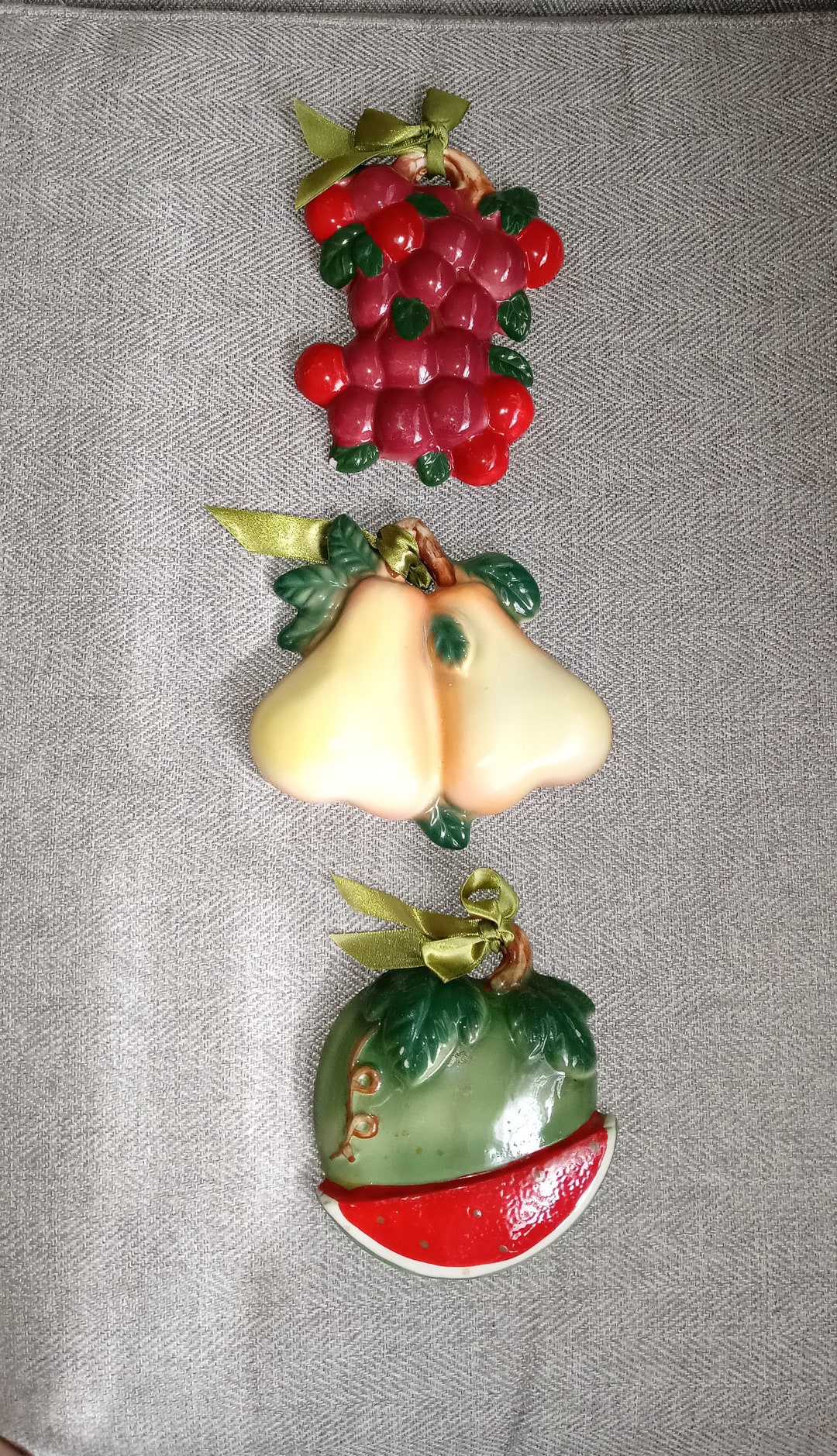 Three Bright and Cheery Vintage Ceramic Fruit Wall Plaques. Etsy