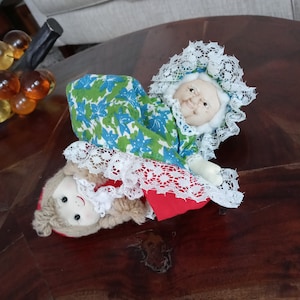 Vintage Little Red Riding Hood and Grandma Topsy Turvy cloth doll.