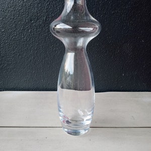 Tall, ribbed glass vase, Made in Turkey. Modern home decor. Clear, cinched vase.