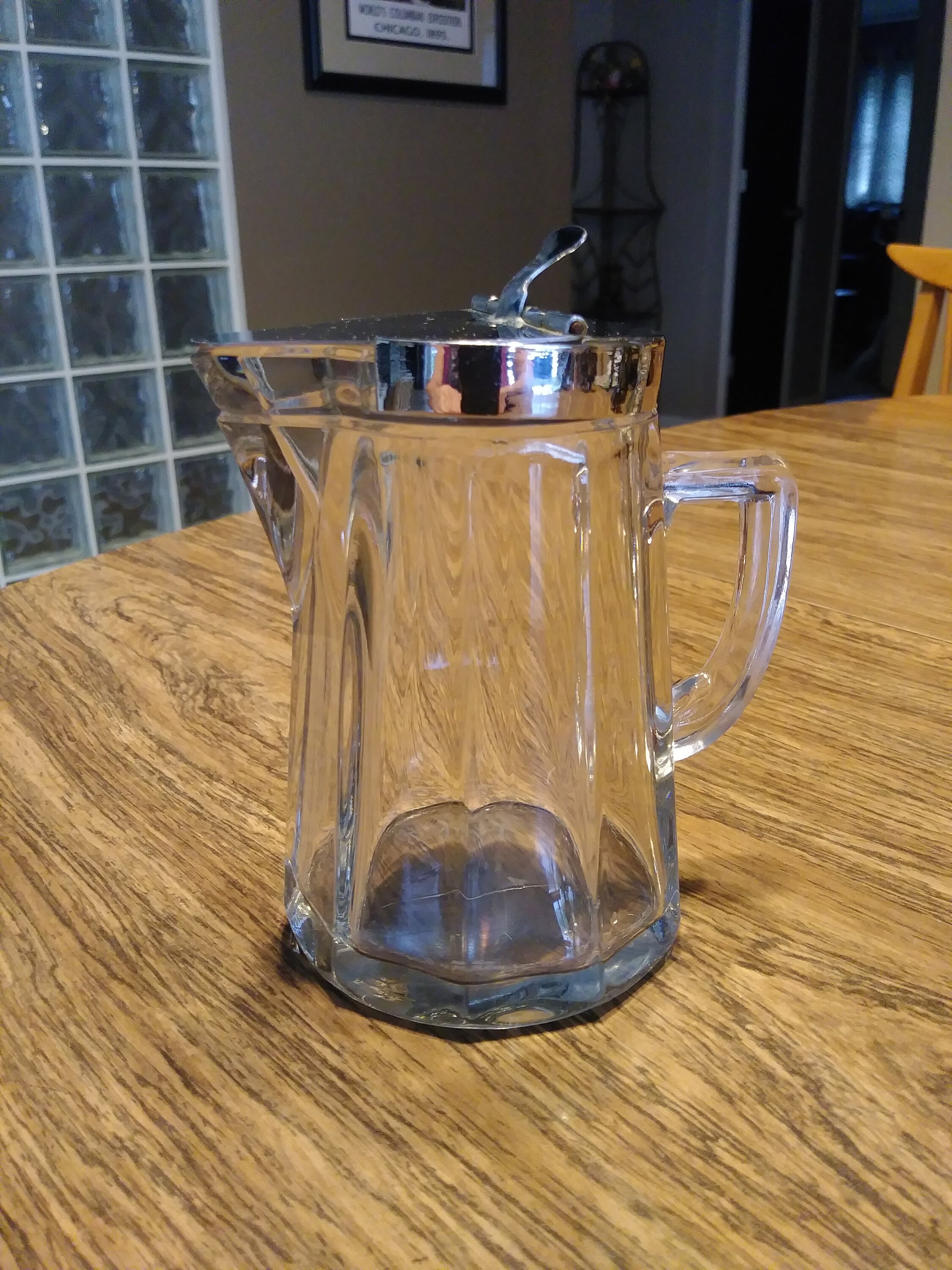 Retro diner cream pitcher with silver metal lid. Vintage Etsy