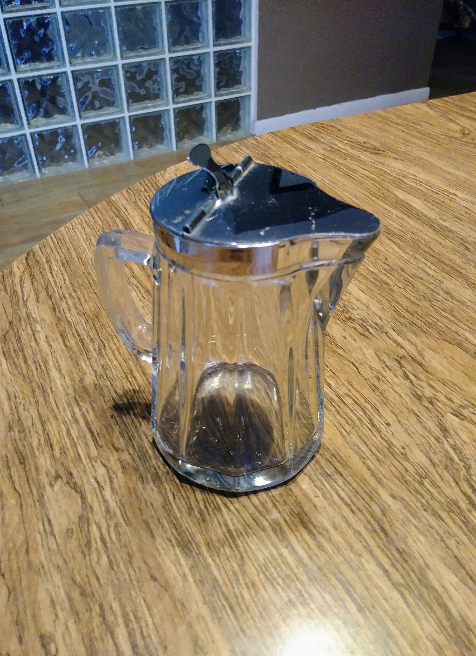 Retro diner cream pitcher with silver metal lid. Vintage Etsy