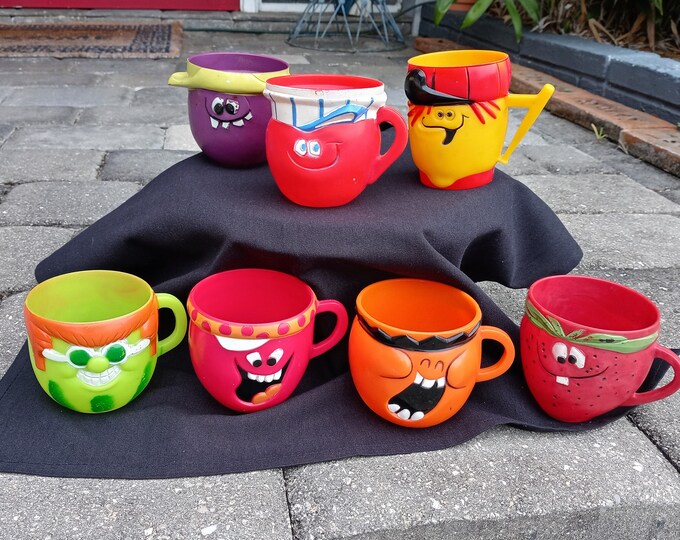 Pillsbury Funny Face Plastic Cups. Vintage Promotional Cups, Early 1970