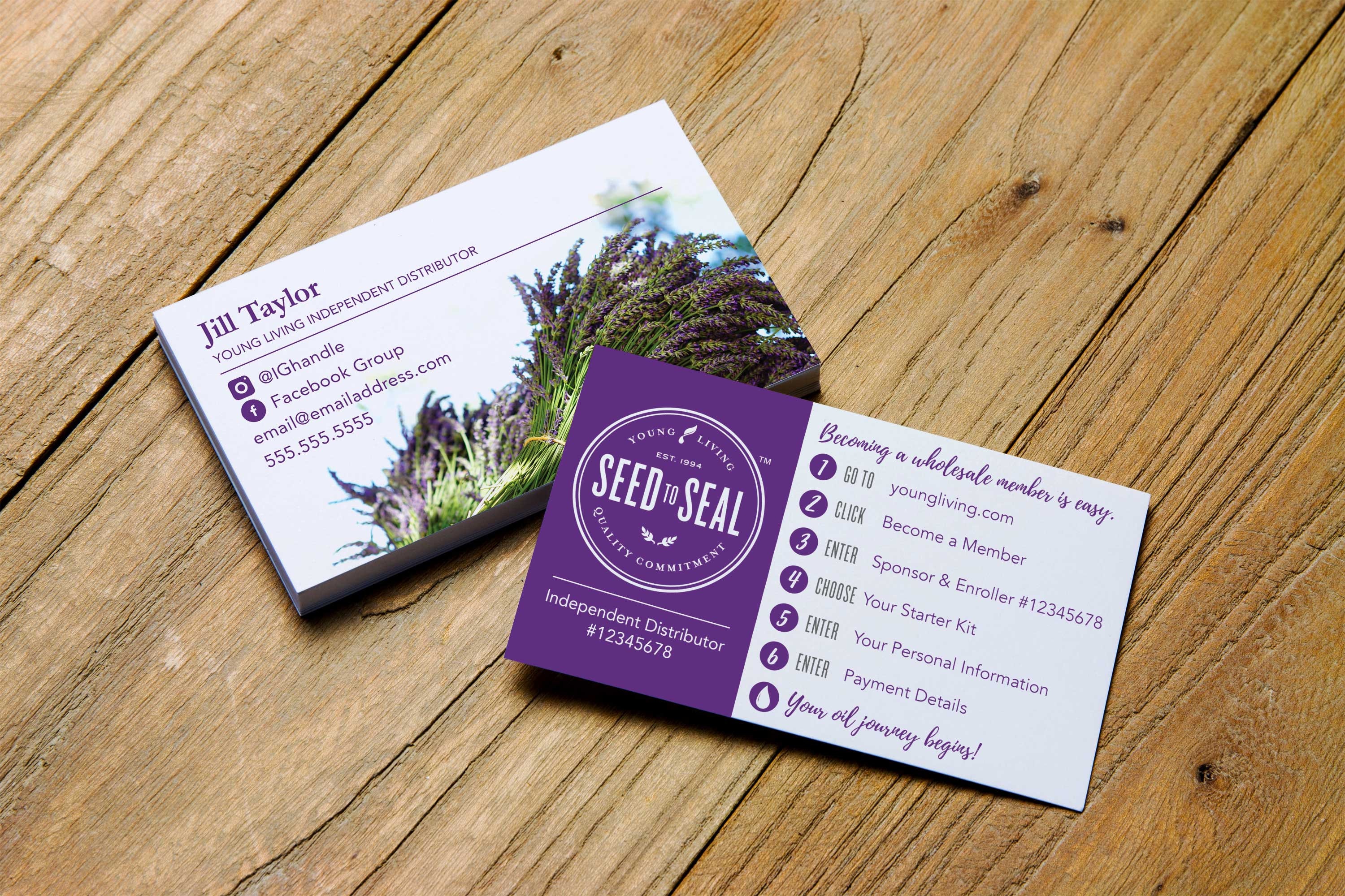 Lavender Business Card Design With Young Living Sign up Etsy Canada