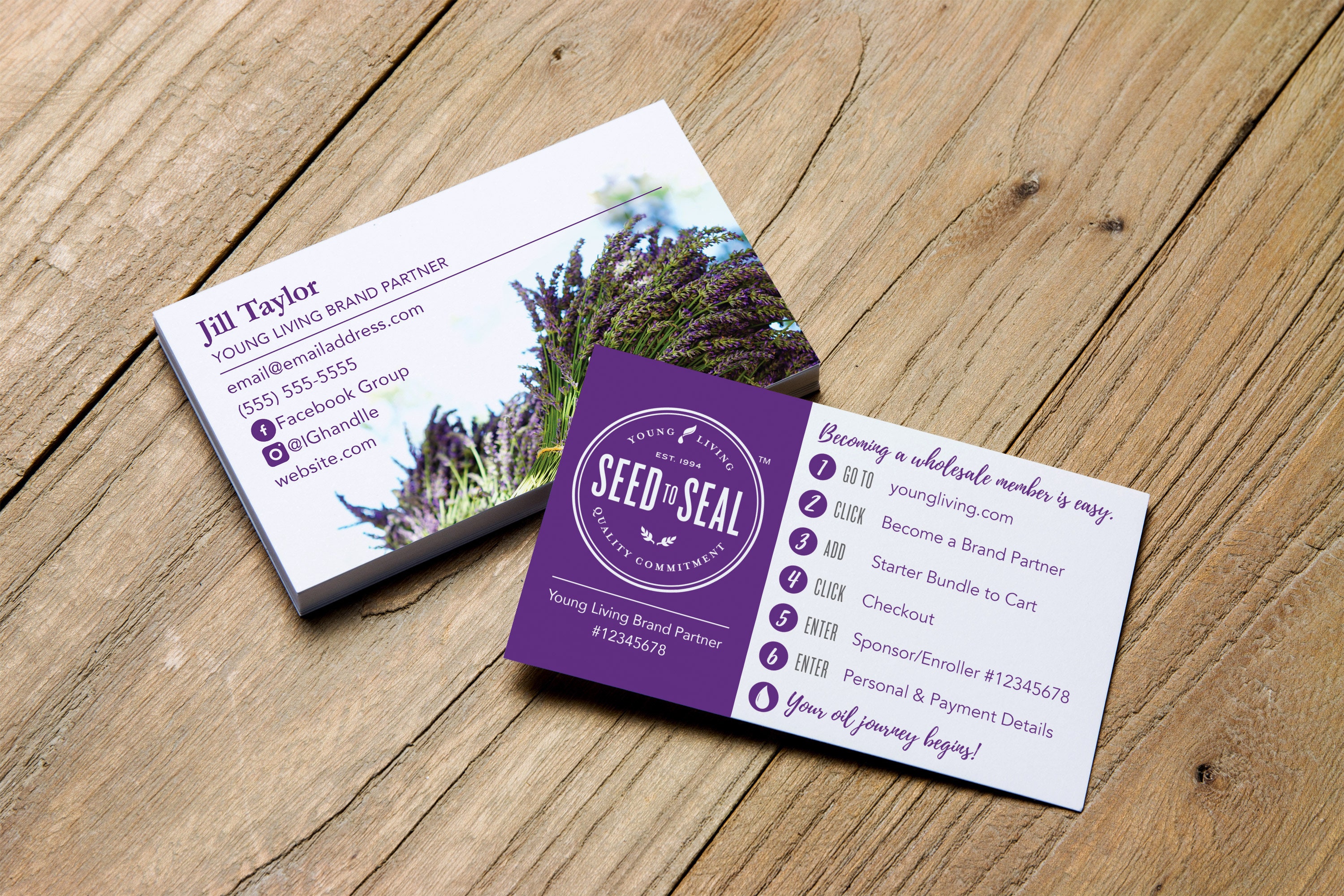 Lavender Business Card Design With Young Living Sign up - Etsy Finland