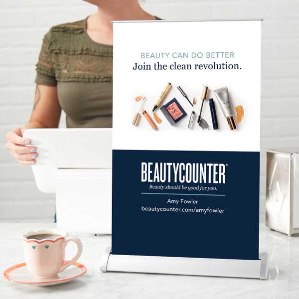 Beautycounter Banner > Table Top Banner > Printable 11.5" x 18" Retractable Sign > Personalized for Independent Consultants