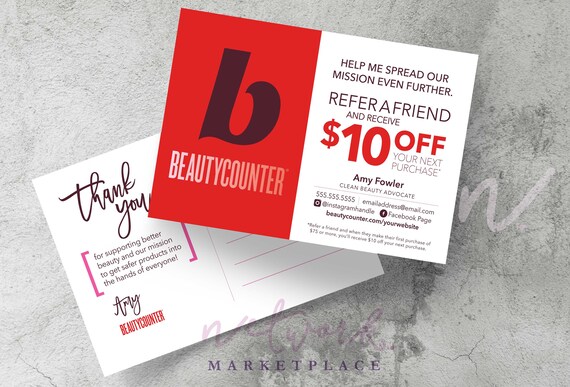 Beautycounter Referral Card Printable Double-sided | Etsy