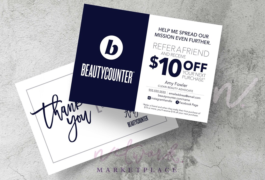 Beautycounter Referral Card Printable Double-sided 6x4 Thank You ...