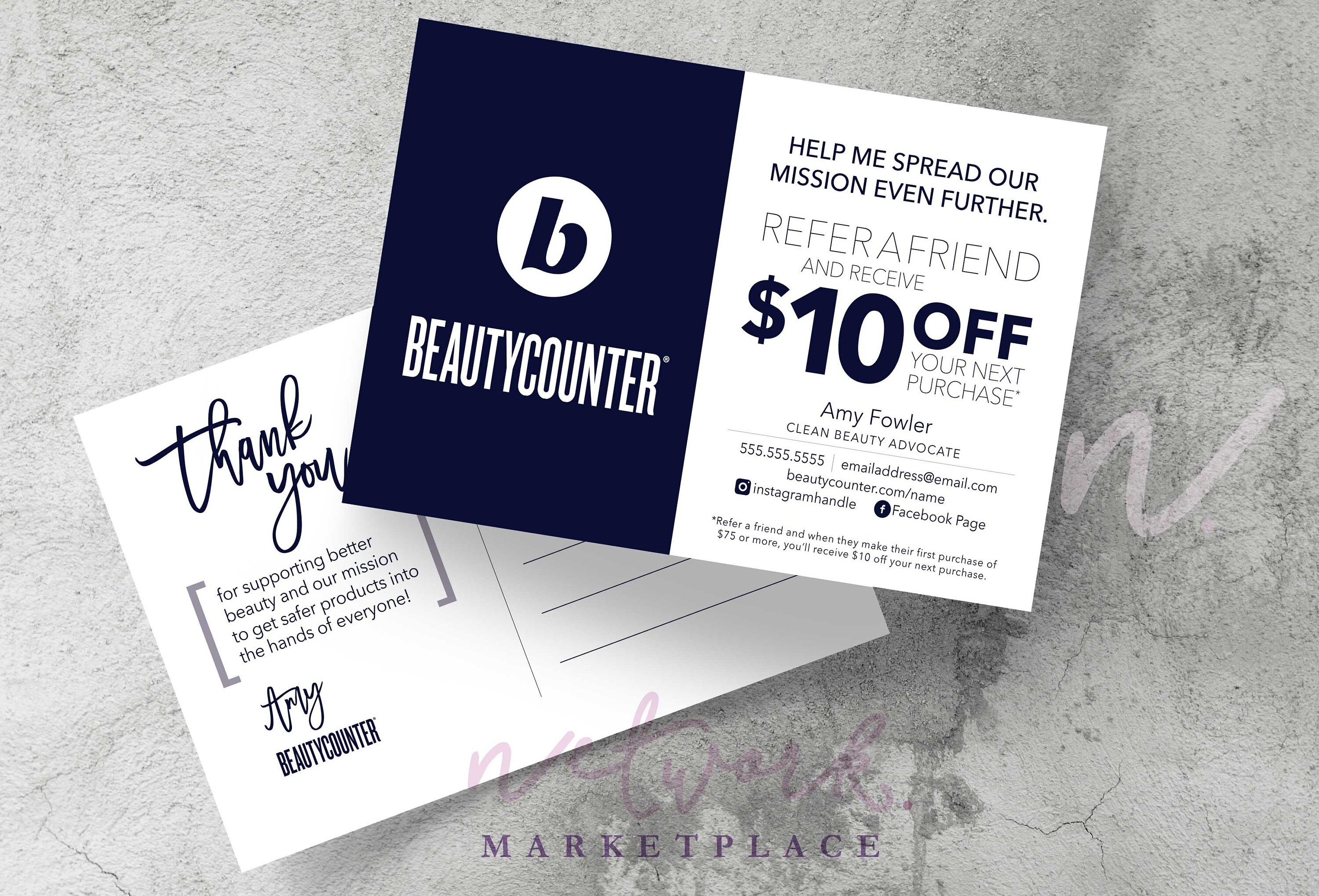 Beautycounter Referral Card Printable Double-sided 6x4 Thank You ...