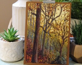 Original oil pastel painting - Autumn Woodland