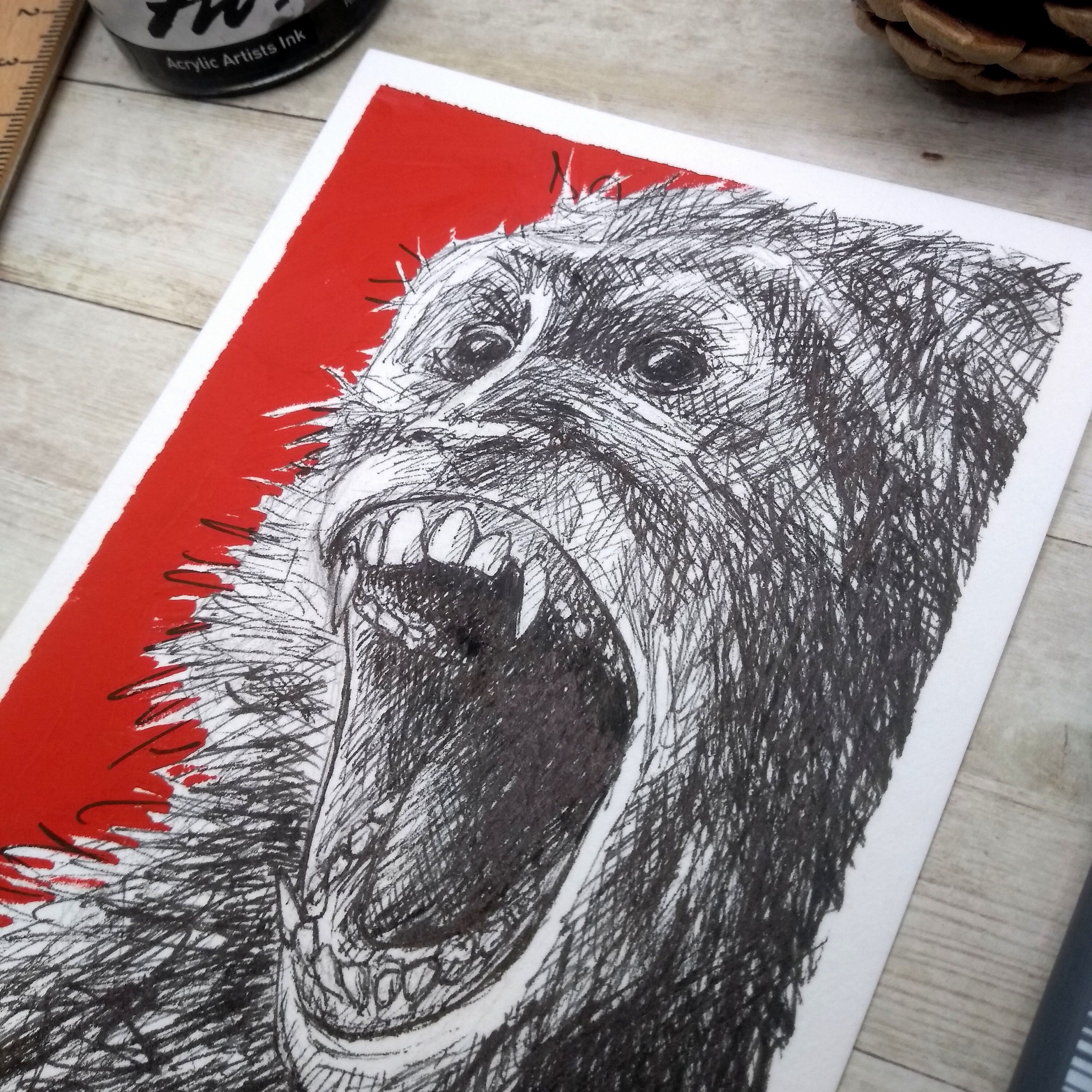 Original pen and ink drawing Monkey Portrait Etsy