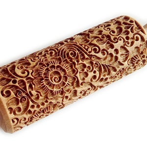 Wooden Rolling Pin, PAISLEY, Laser Engraved Rolling Pin, Embossed Small Rolling Pin, Embossing Roller for Cookies, Decorative Roller, Gift