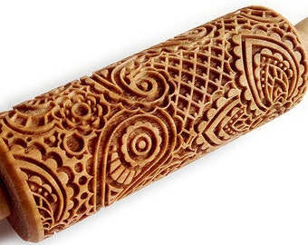 Pequeno rolo de massa, PAISLEY, rolo de massa gravado a laser, rolo de massa em relevo, biscoitos em relevo, presente de casamento, dia dos namorados, dia das mães