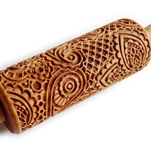 Small Rolling Pin, PAISLEY, Laser Engraved Rolling Pin, Embossed Rolling Pin,  Embossing Cookies, Wedding Gift, Valentine's Day,Mother's Day